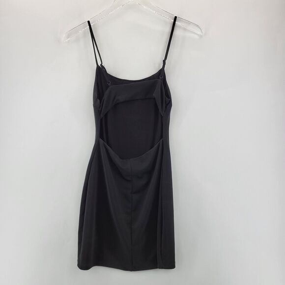 NBD Black Bodycon Mini Dress Size XS Spaghetti Straps Cutout Back Stretch Sexy - Picture 1 of 10